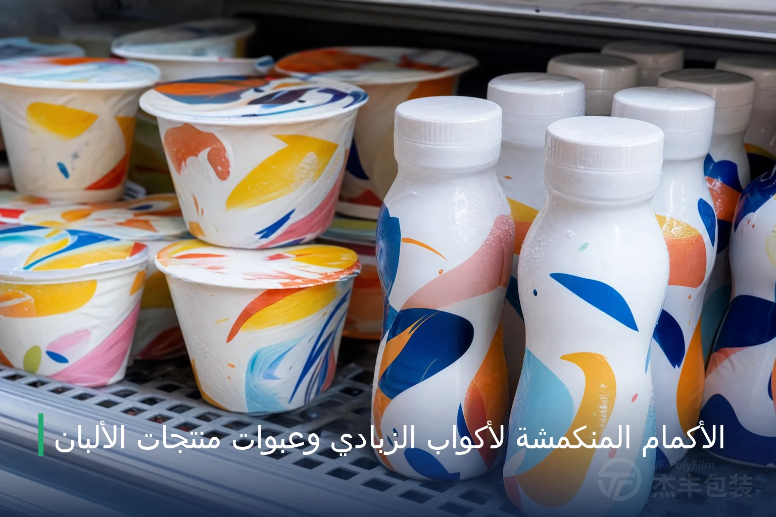 الأكمام المنكمشة لأكواب الزبادي وعبوات منتجات الألبان